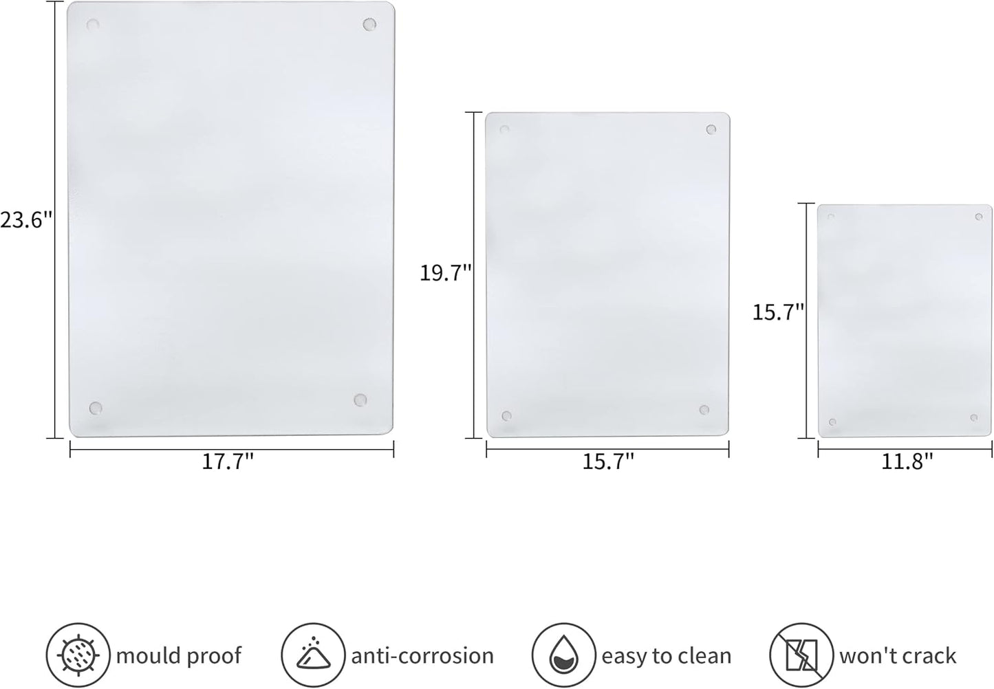 Murrey Home Glass Cutting Board for Kitchen Counter, Tempered Glass Chopping Boards Dishwasher Safe, Small Clear Countertop Tray, Scratch Resistant, Heat Resistant, Non Toxic, Frosted, 20"x16"