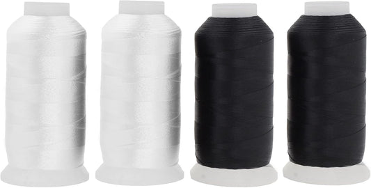 Mandala Crafts Black and White Heavy Duty Thread - 6000 Yds Tex 90 Thread - Bonded Polyester Thread Outdoor Marine Upholstery Threads