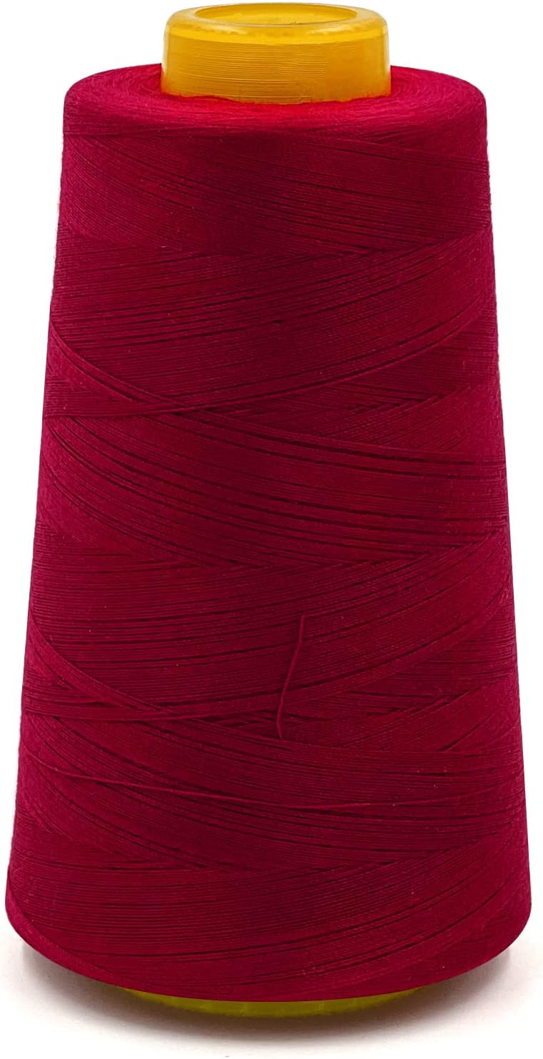 Tortoise 4 Cones of 3000 Yards Each Spool Thread for All Purpose, Serger, Overlock, Quilting, Sewing Machine - 100% Polyester - 40S/2 Wine Red
