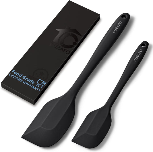 Heat Resistant 600℉ Silicone Spatula, BPA Free Mixing Spatulas set Dishwasher Safe for Nonstick Cookware, Black