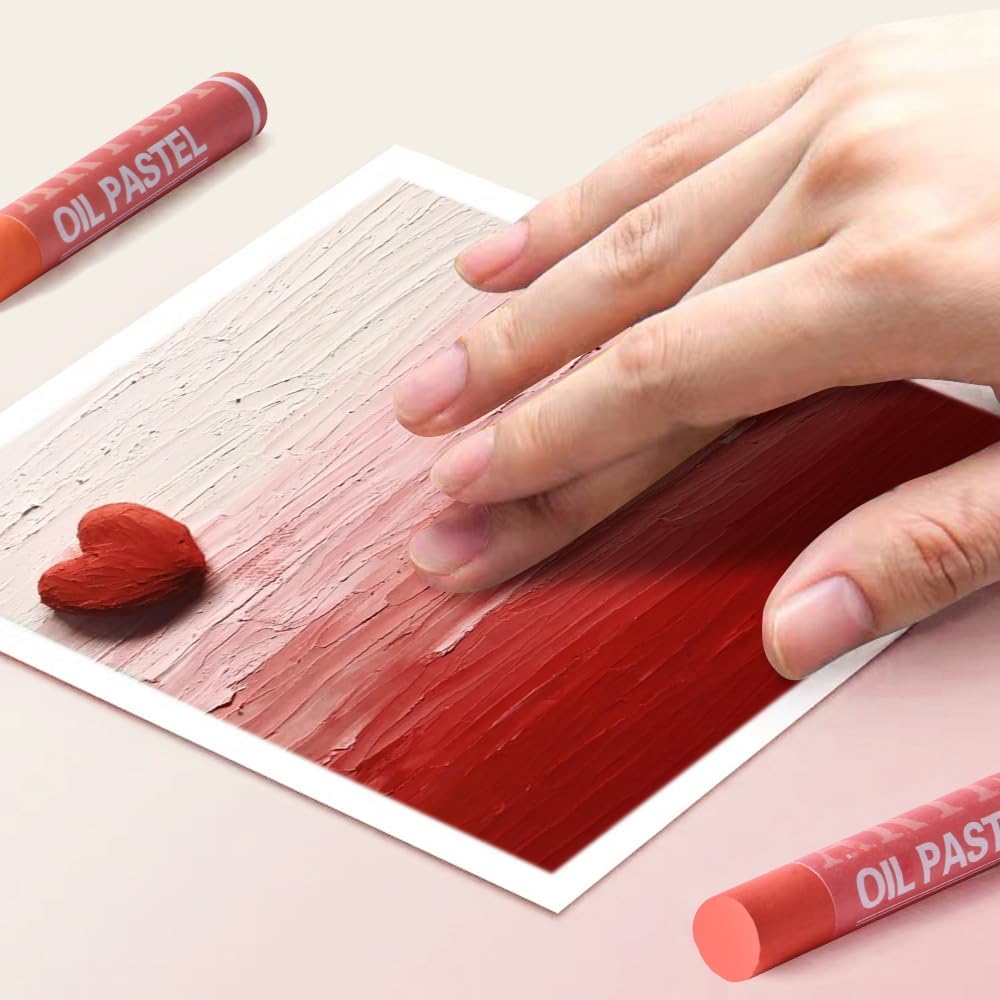 Mifuner Soft Oil Pastels Set (6 Sticks,6 Colors),Colors Heavy Oil Pastels Vibrant and Creamy,Pastel Art Supplies for Artists,Gallery Oil Painting Stick,Beginners,Adult Art Drawing Red