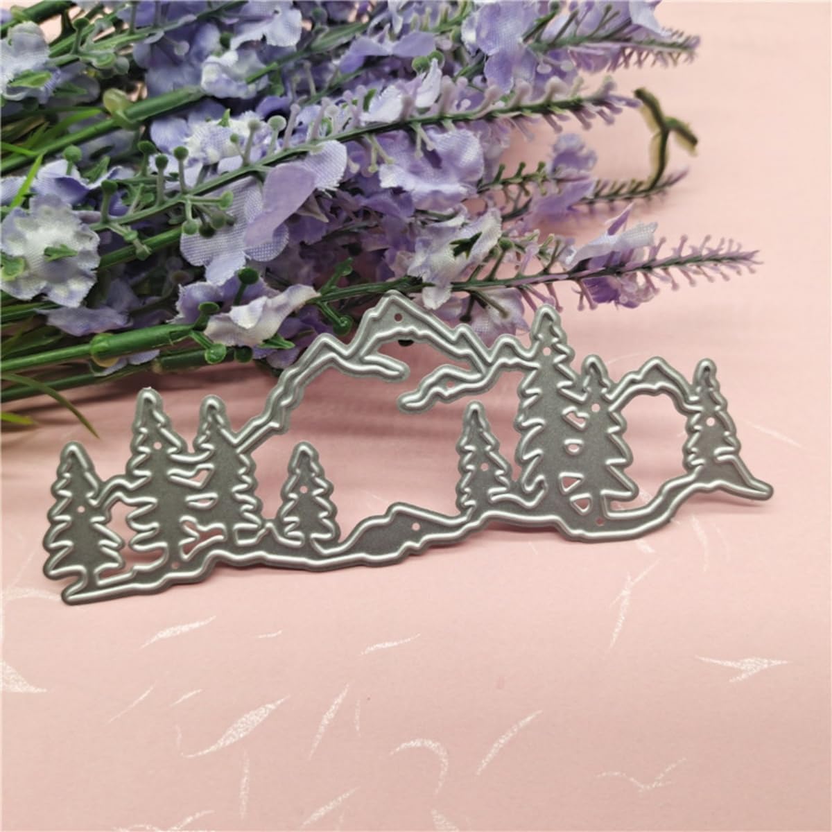 Cutting Dies for Card Making, Metal Scrapbooking Die-Cuts, DIY Bckground Frame Crafts Embossing Stencil, Paper Template Mold/Photo Album Arts Tool (Forest Snow Mountain-10.9x4.2cm)