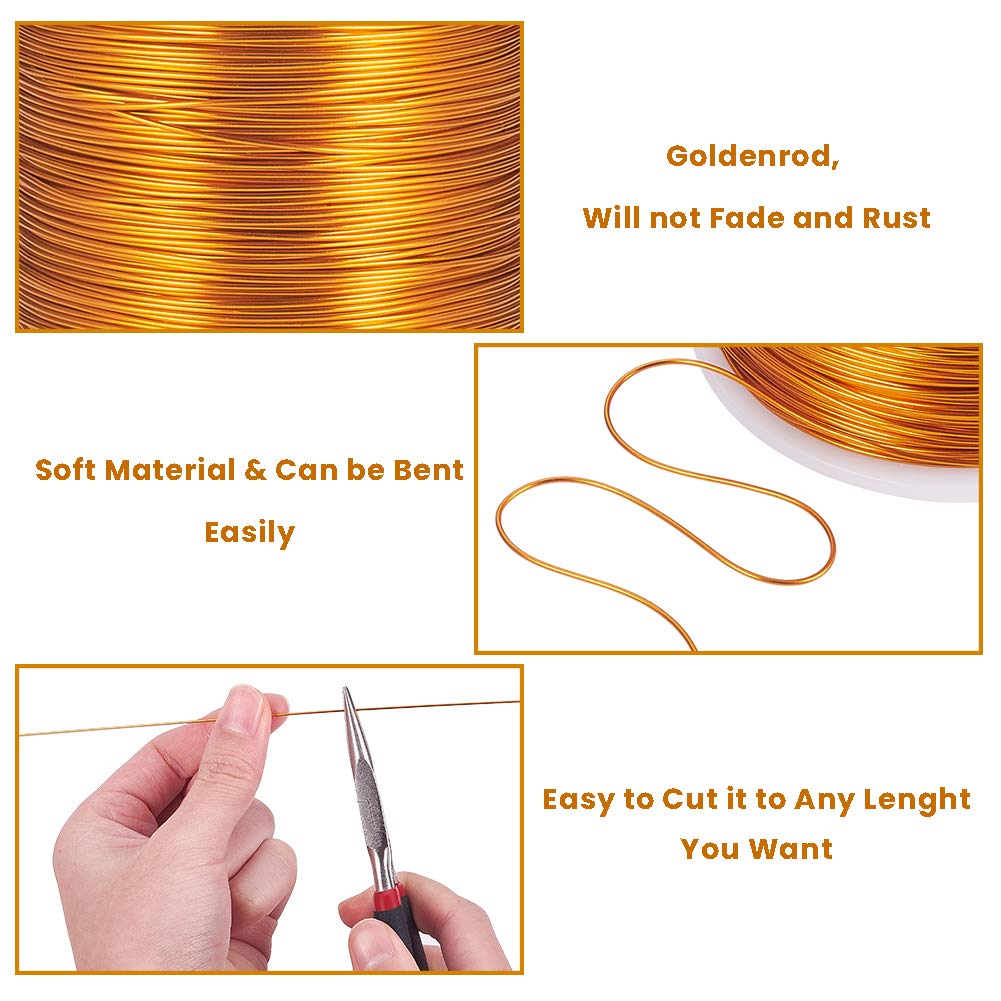 BENECREAT 20 Gauge 770FT Aluminum Wire Anodized Jewelry Craft Making Beading Floral Colored Aluminum Craft Wire for Gem Wrapping, Model Jewelry Making- Gold