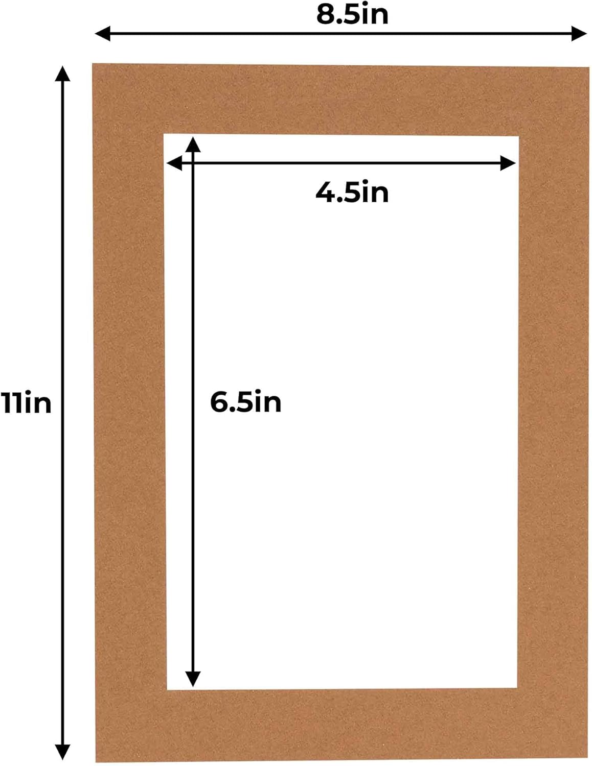 5x7 Mat for 8.5x11 Frame - Precut Mat Board Acid-Free Brown 5x7 Photo Matte Made to Fit a 8.5x11 Picture Frame, Premium Matboard for Family Photos, Show Kits, Art, Picture Framing, Pack of 25 Mats