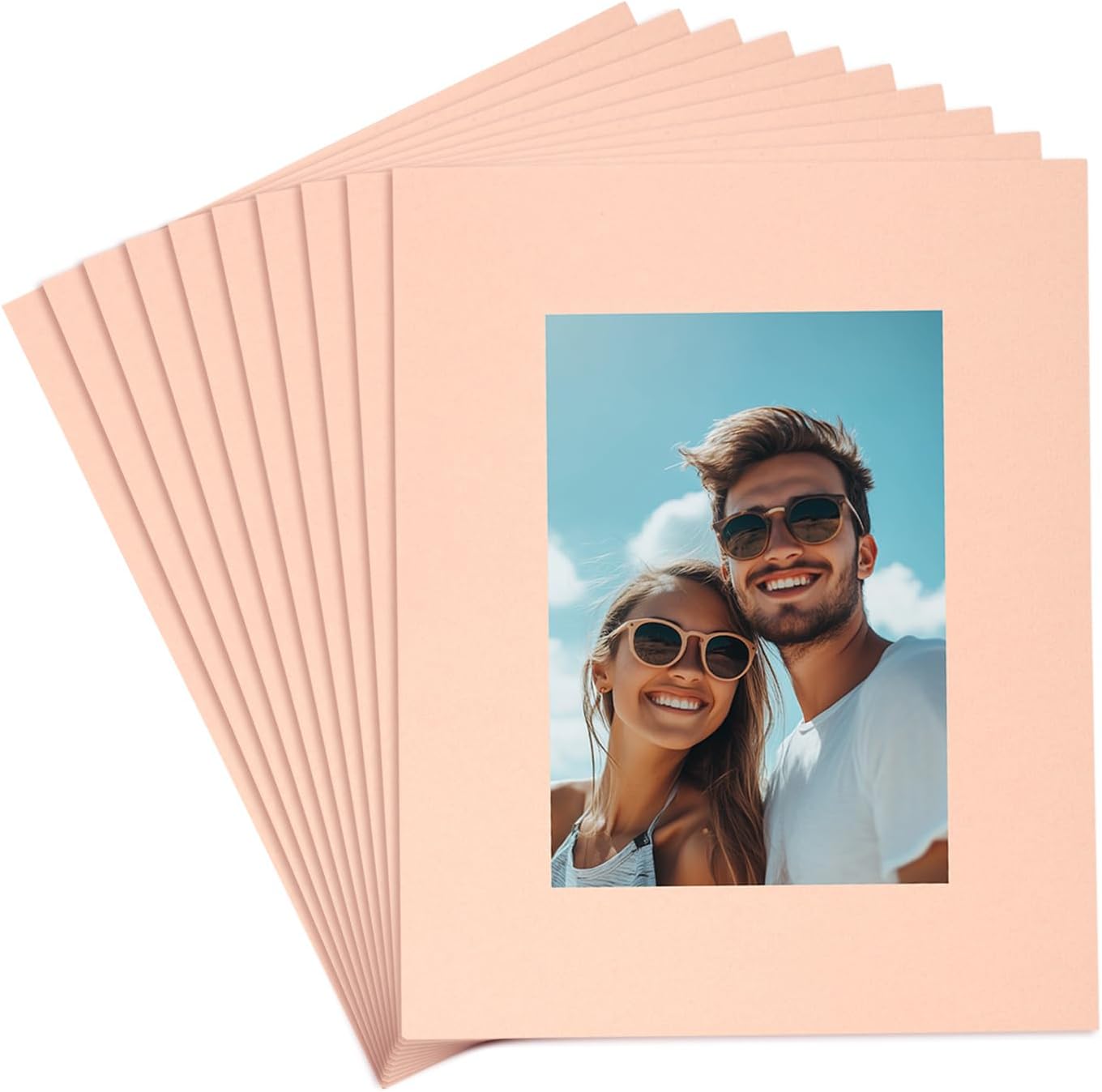 uxcell 10Pcs Picture Mats, 8 x 10 Mat Board Center for 5 x 7 Pictures Acid Free White Core Bevel Cut Frame Mattes for Display Art Measuring, Lotus Root