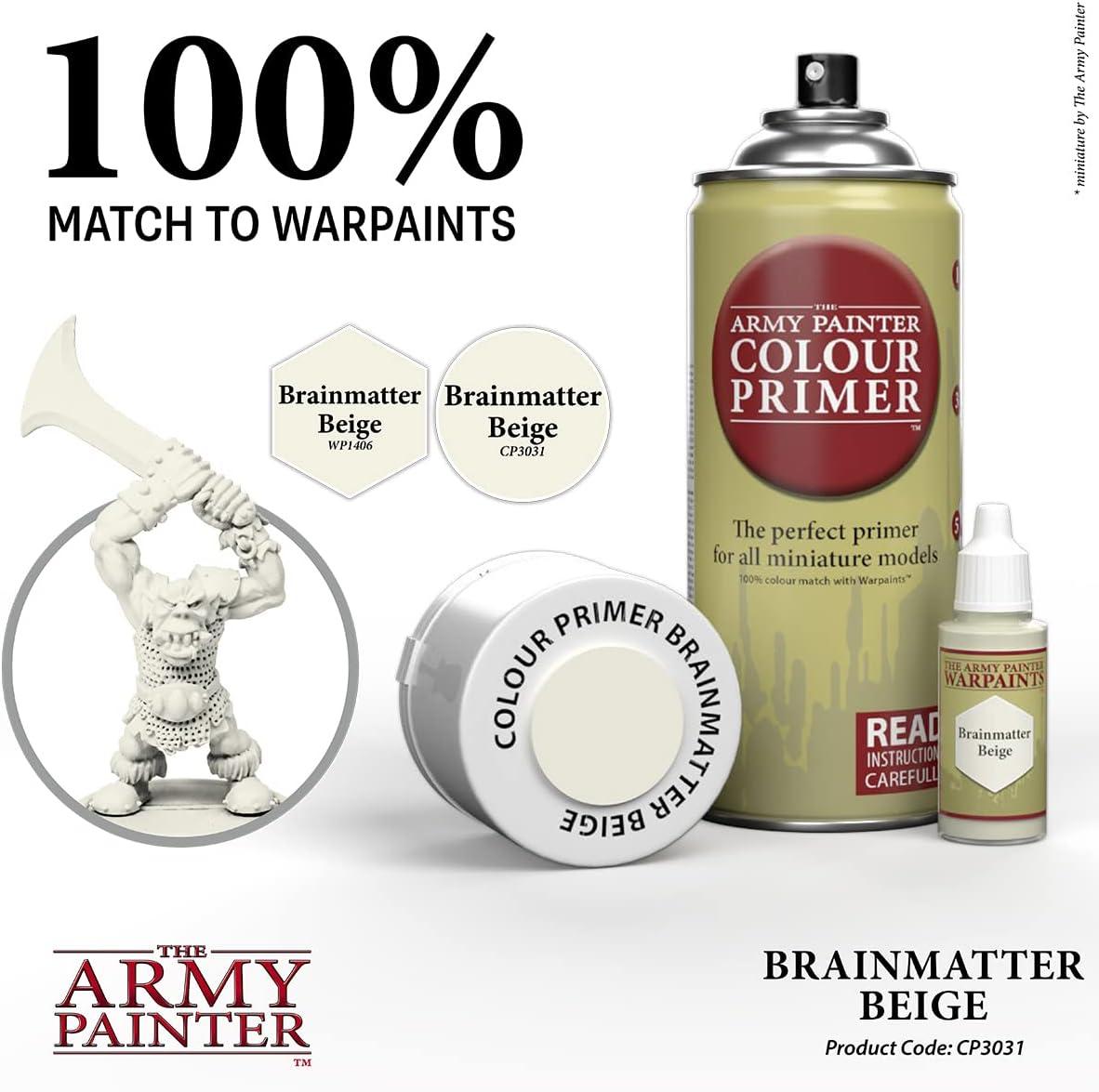 The Army Painter Colour Primer Brainmatter Beige, 400 mL Acrylic Spray Primer, Spray Paint for Miniature Priming Basecoat, Tabletop Roleplaying, Boardgames, and Wargames Miniature Modelling