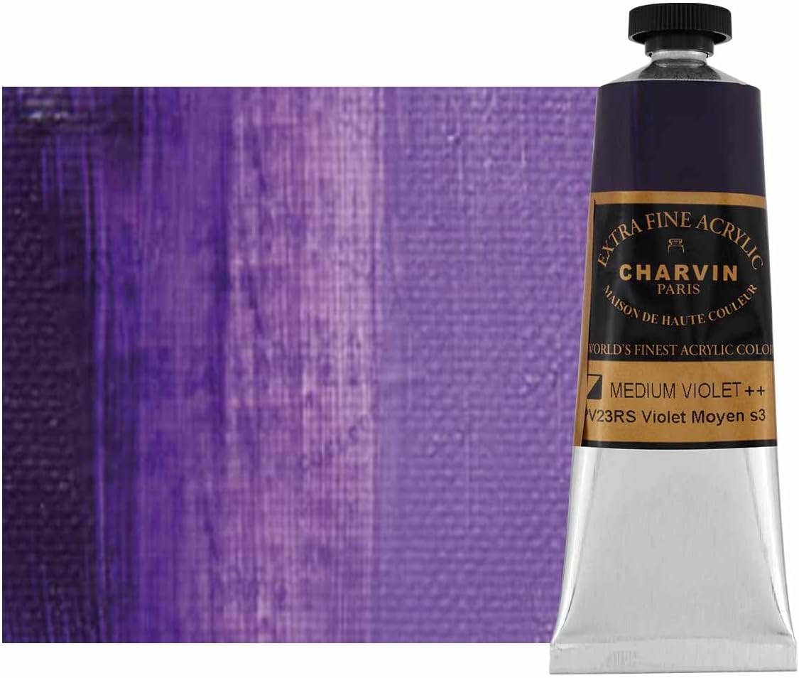 Charvin Extra Fine Professional Acrylic Paint - Medium Violet, 60ml Tube, Triple-Milled, Lightfast Pigments, Open Stock Artist Acrylic Paints in Nature-Inspired Hues