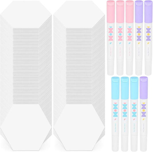 LemonSecret 409 Pcs Paper Piecing for Quilting Fabric Set Include 400 Paper Piecing 1" Hexagon Quilting Templates and 9 Fabric Glue Pen for DIY Patchwork Crafts and Sewing Supplies