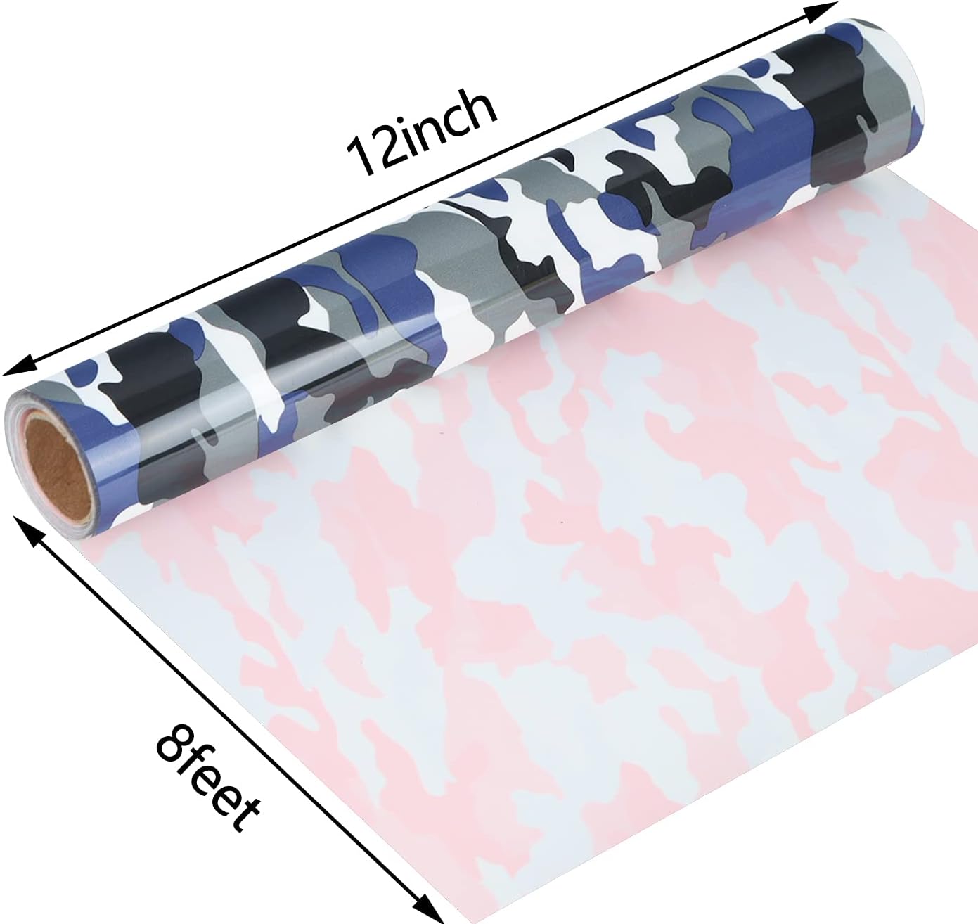 Guangyintong Camouflage Blue Heat Transfer Vinyl Rolls, 12" x 8ft Soft PU Iron on Vinyl Bundle - Stretchy, Easy to Cut & Weed for T-Shirts, All Cutter Machine, HTV Design
