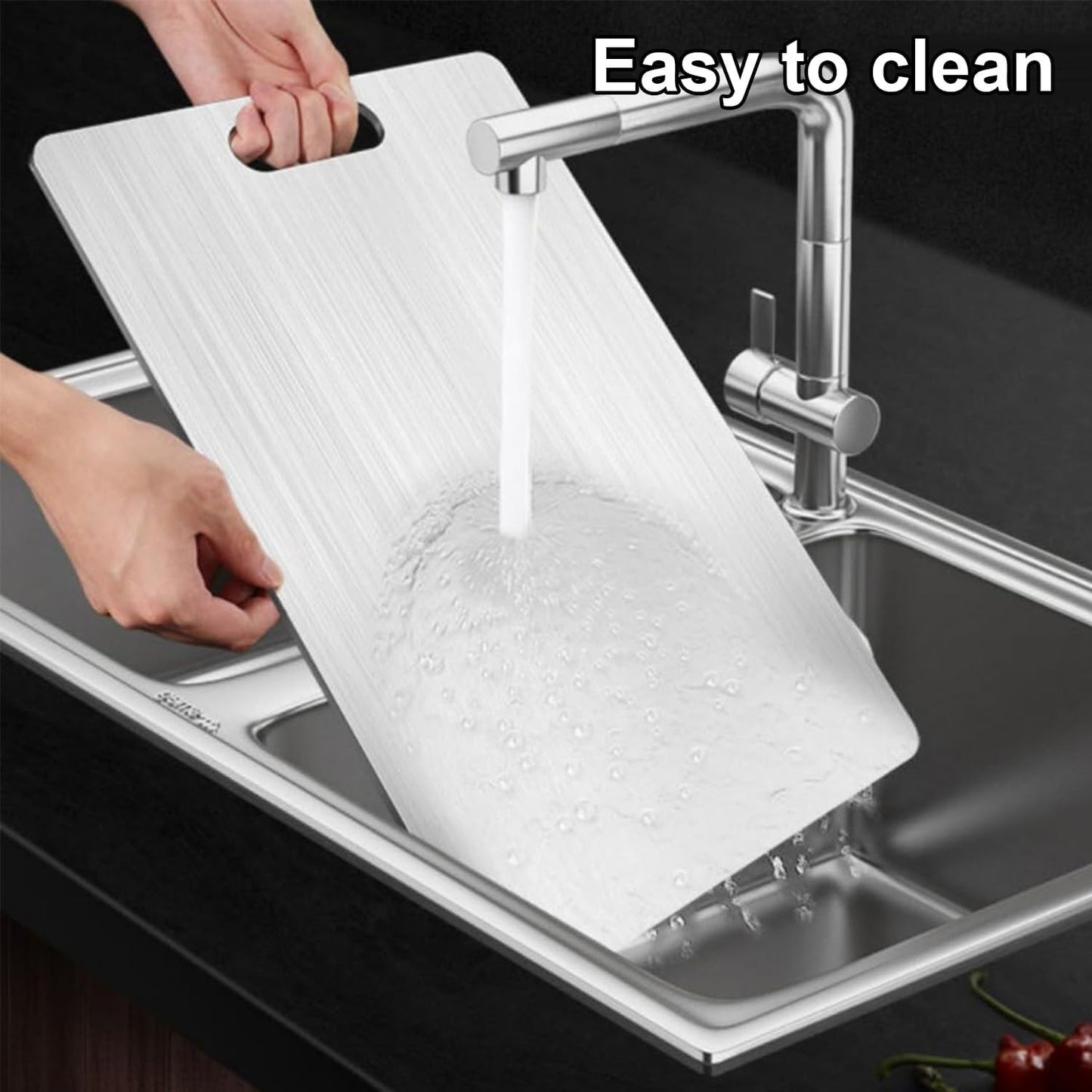 Titanium Cutting Boards for Kitchen,Katuchef Titanium Cutting Board,Non toxic Doubld-Side Available Chopping Boards, Easy to Clean and Store(2PC-M+XL)