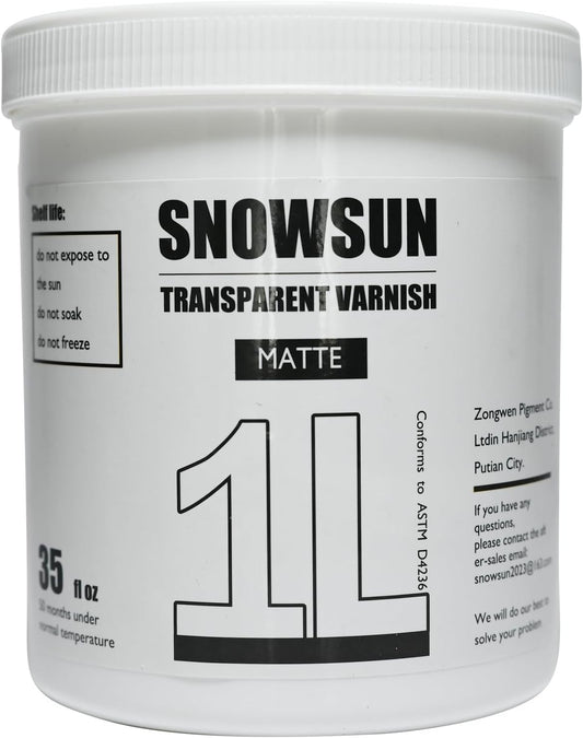 SNOWSUN Matte Varnish for Acrylic Painting, 1L Professional Acrylic Artist's Varnish, Matte Finish, Non-Yellowing, Non-Toxic, Suitable for Artists, Hobby Painters & Kids