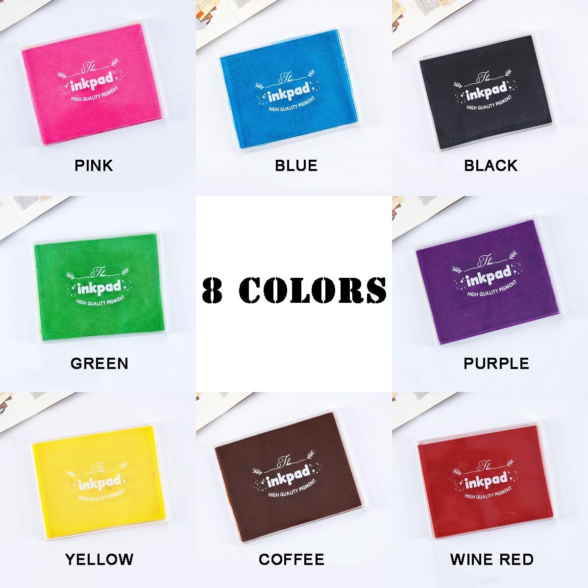 GTLZLZ Large Ink Pad for Rubber Stamps, 5" x 4" Washable Craft Stamp Pad for Kids, Fingerprint Ink Pad for Paper, Scrapbooking, Wood Fabric (Coffee)