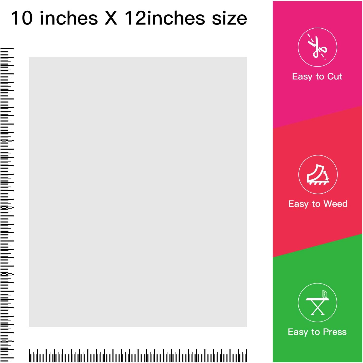 JANDJPACKAGING Heat Transfer Vinyl HTV Bundle - 5 White and 5 Black 12" X 10" Iron on Vinyl, HTV Vinyl for Cricut Silhouette Cameo Heat Press Machine with Teflon Sheet Included