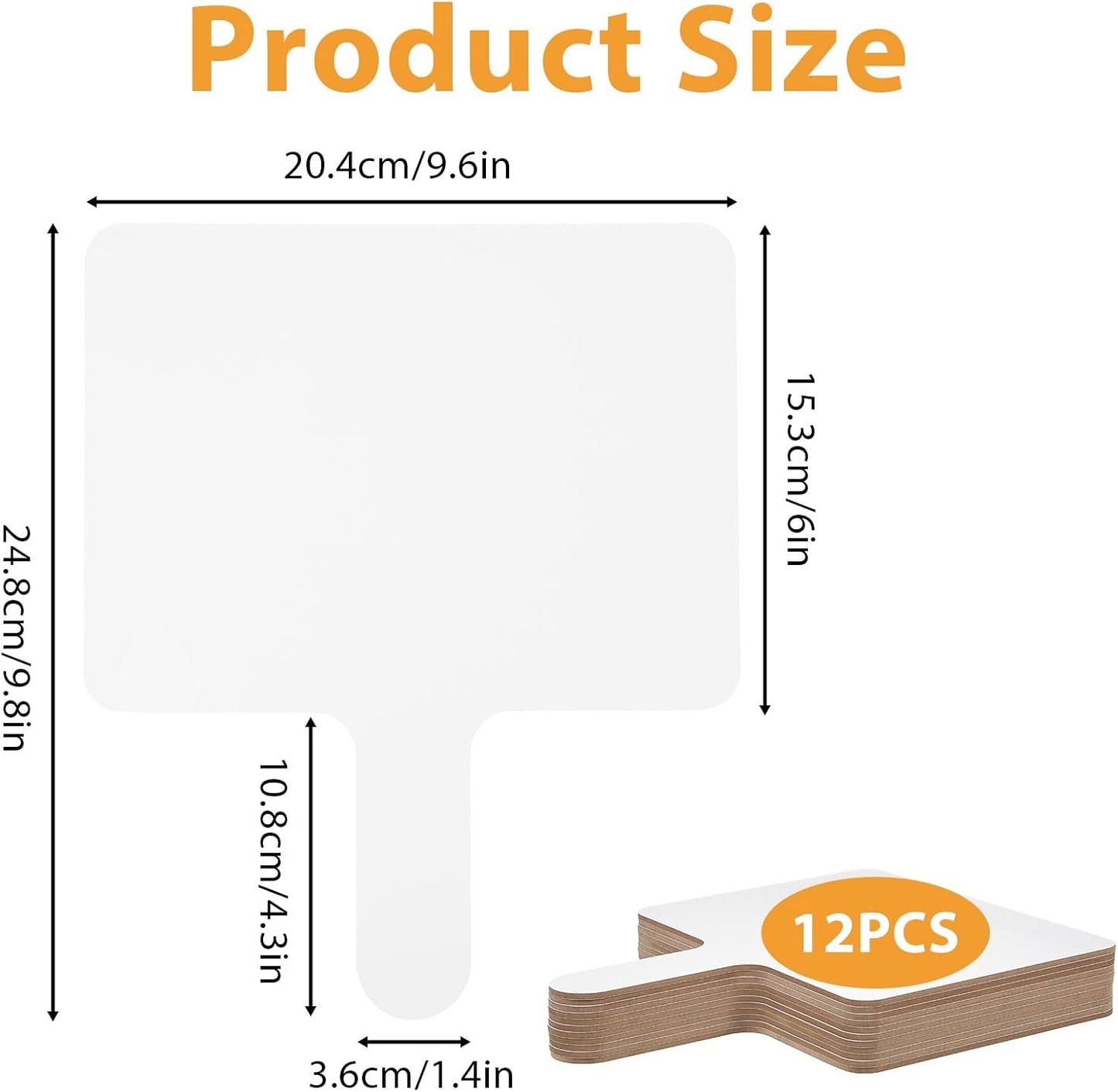 12 Pcs Dry Erase Answer Paddles, Auction Paddles Bulk, 9.8 x 8 Inches White Board, Double Sided Paddle for Students Classroom Office Meeting Voting Answers Shower Games Party
