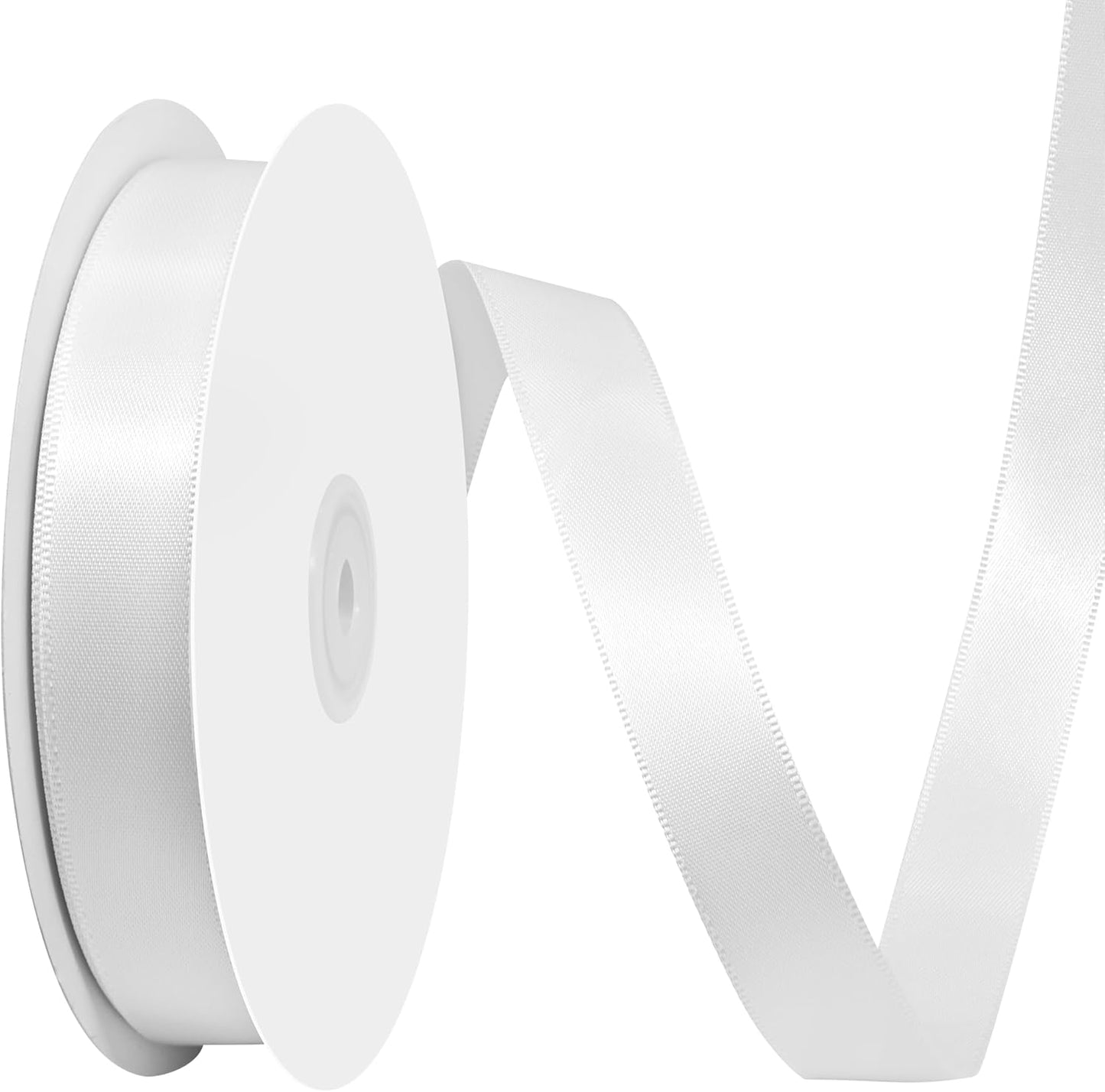 White Satin Ribbon 3/4 Inch X 50 Yards Solid Color Double Faced Ribbons Perfect for Crafts Wedding Decor Bow Making Arts Sewing and More
