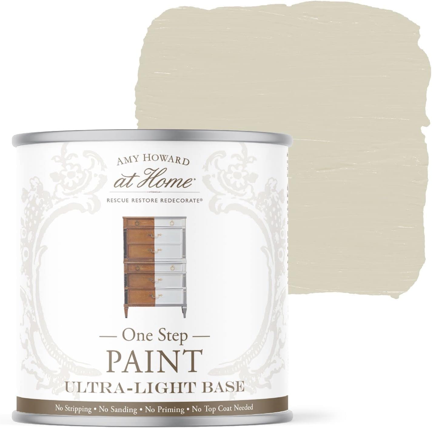 AMY HOWARD AT HOME Chalk-Based One Step Paint for Furniture, Cabinetry, Decor, Finish, and More | No Stripping, Sanding, or Priming | Ultra-Light Base | 32 Ounce | Almond Daze