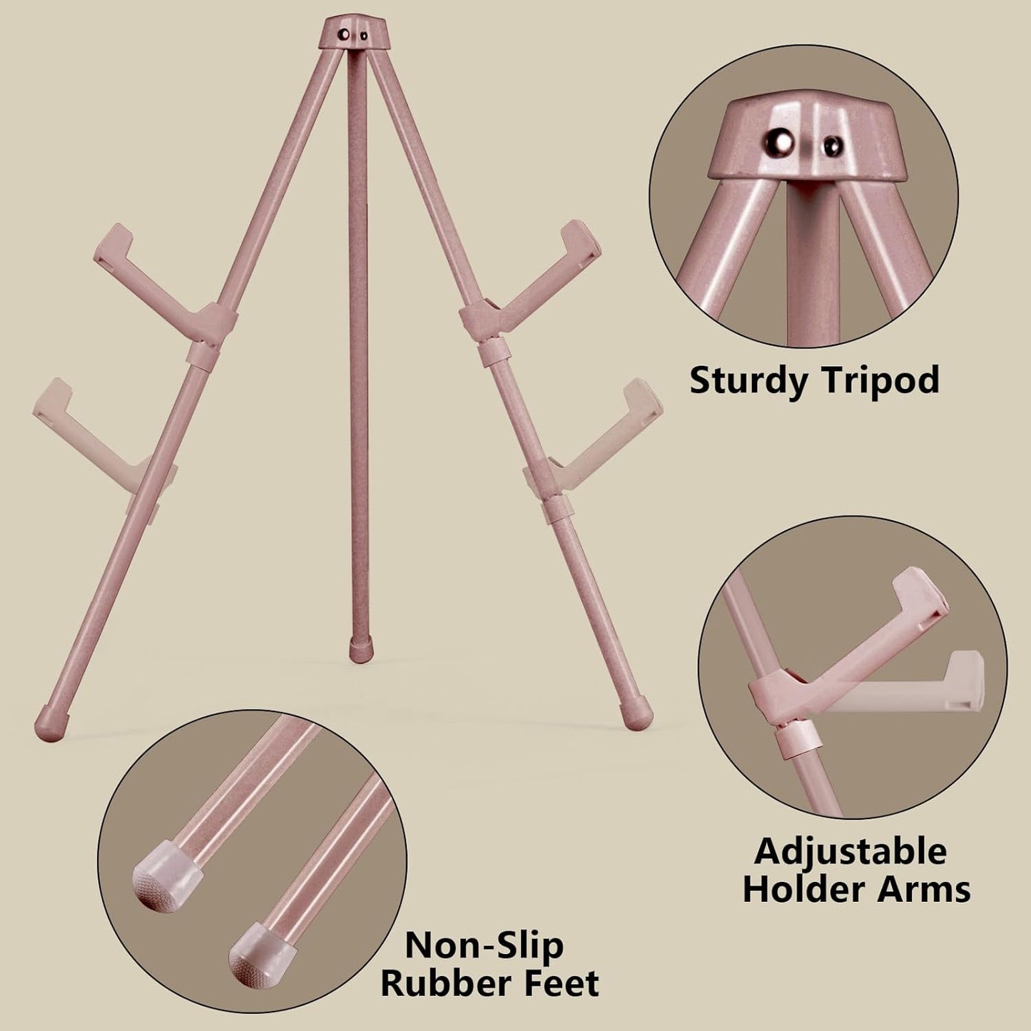 14" High Tabletop Instant Display Easel, Small Desktop Steel Easel Stand with Adjustable Holders for Paintings, Posters and Store Signs(Champagne, 1Pack)