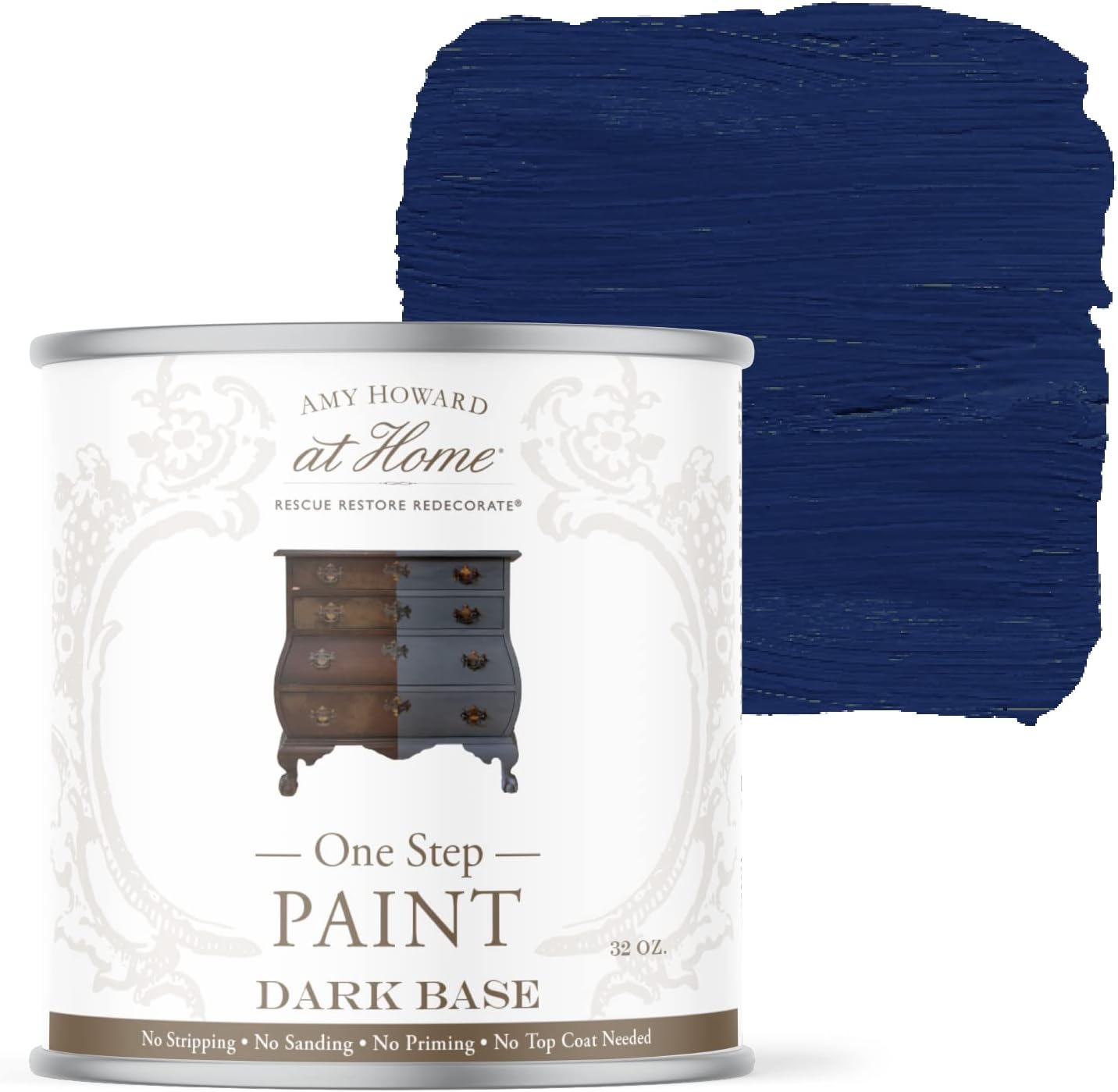 AMY HOWARD AT HOME Chalk-Based One Step Paint for Furniture, Cabinetry, Decor, Finish, and More | No Stripping, Sanding, or Priming | Dark Base | 32 Ounce | American Dream