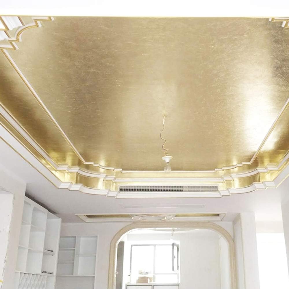 Imitation Gold Leaf Sheets - KINNO Champagne Gold Foil Multipurpose for Home, Wall, Frame, Ceiling, Furniture Decoration, 100 Sheets 3.15 by 3.35 Inches
