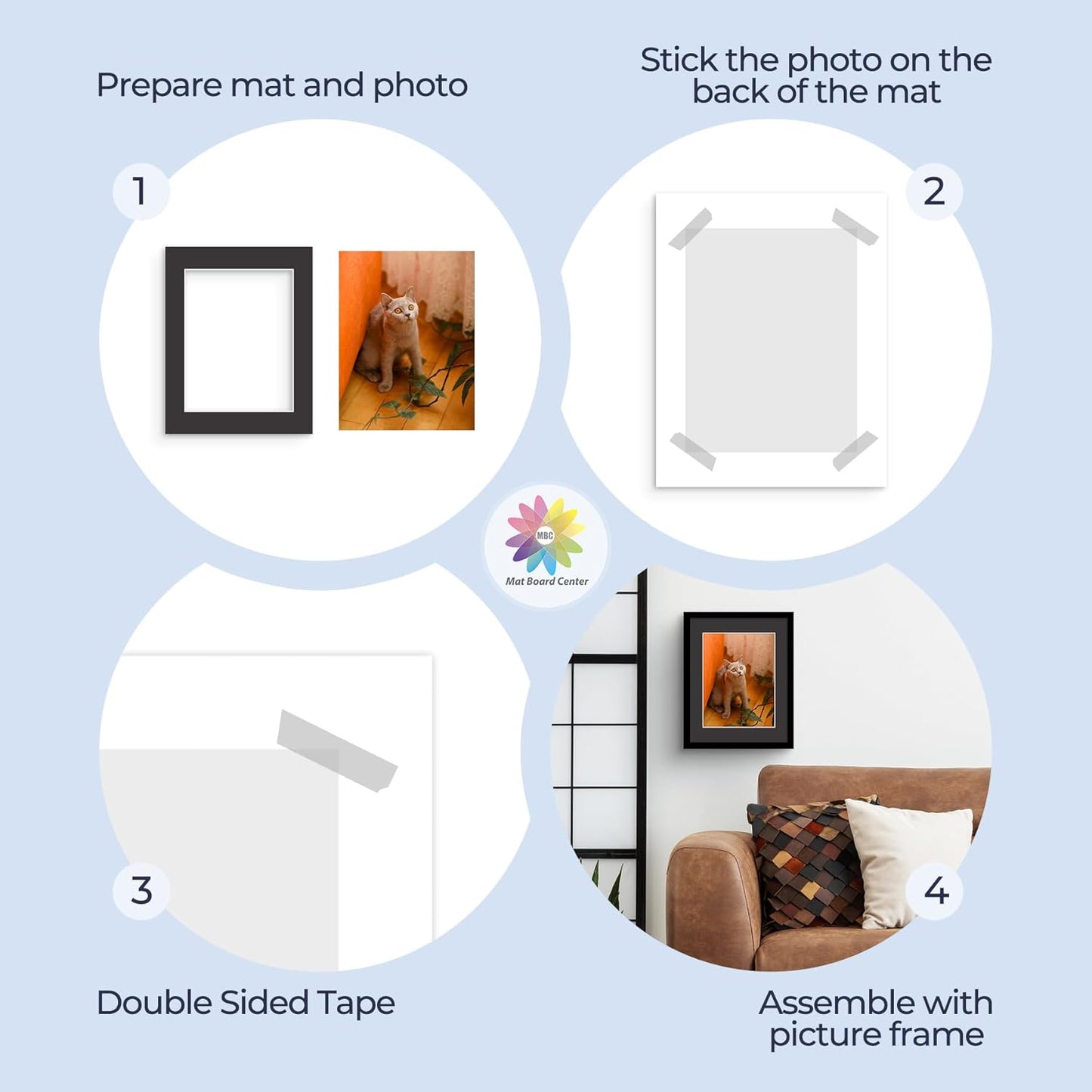 Mat Board Center, Pack of 25, 11x14 for 8.5x11 Black Mats - Acid Free, 4-ply Thickness, White Core - for Pictures, Photos, Framing