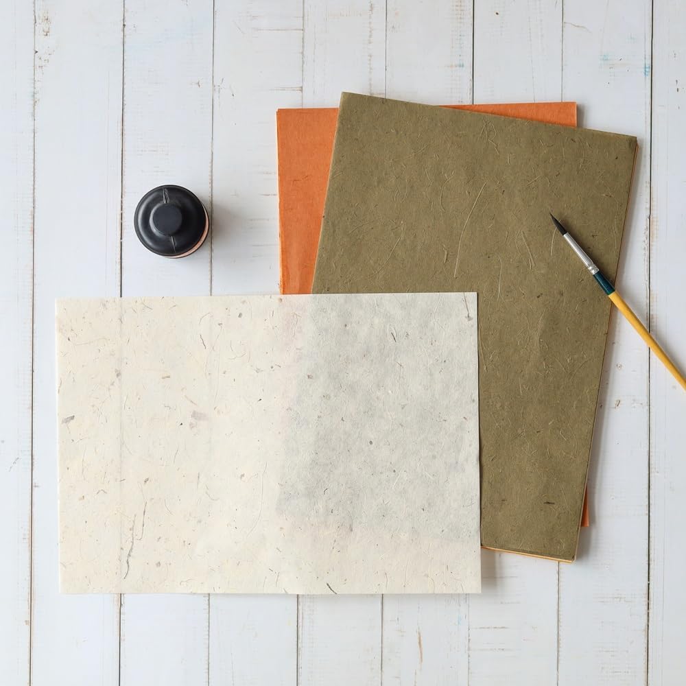 50 Sheets A4 Natural Fiber Mulberry Tree,Banan Bark Mulberry Paper Sheets Art Tissue Washi Paper Design Craft Art Origami Suppliers Card Making DIY Crafts (Brown Tone, A4)