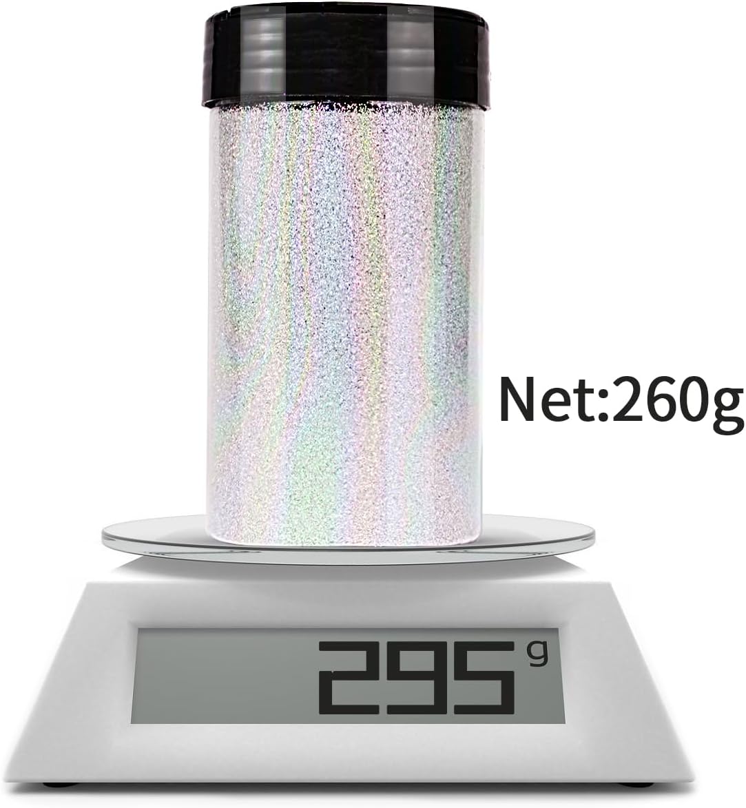 Holographic Fine Glitter for Epoxy Resin DIY Craft,ANGXILIN High Capacity 260g Shaker Bottle Fine Glitter for Nail Art Face Body Make Up,Tumblers Earrings Jewelry Making Fine Glitter (Laser Gold)