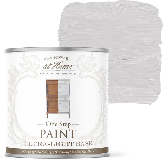 AMY HOWARD AT HOME Chalk-Based One Step Paint for Furniture, Cabinetry, Decor, Finish, and More | No Stripping, Sanding, or Priming | Ultra-Light Base | 16 Ounce | Serengeti Gray