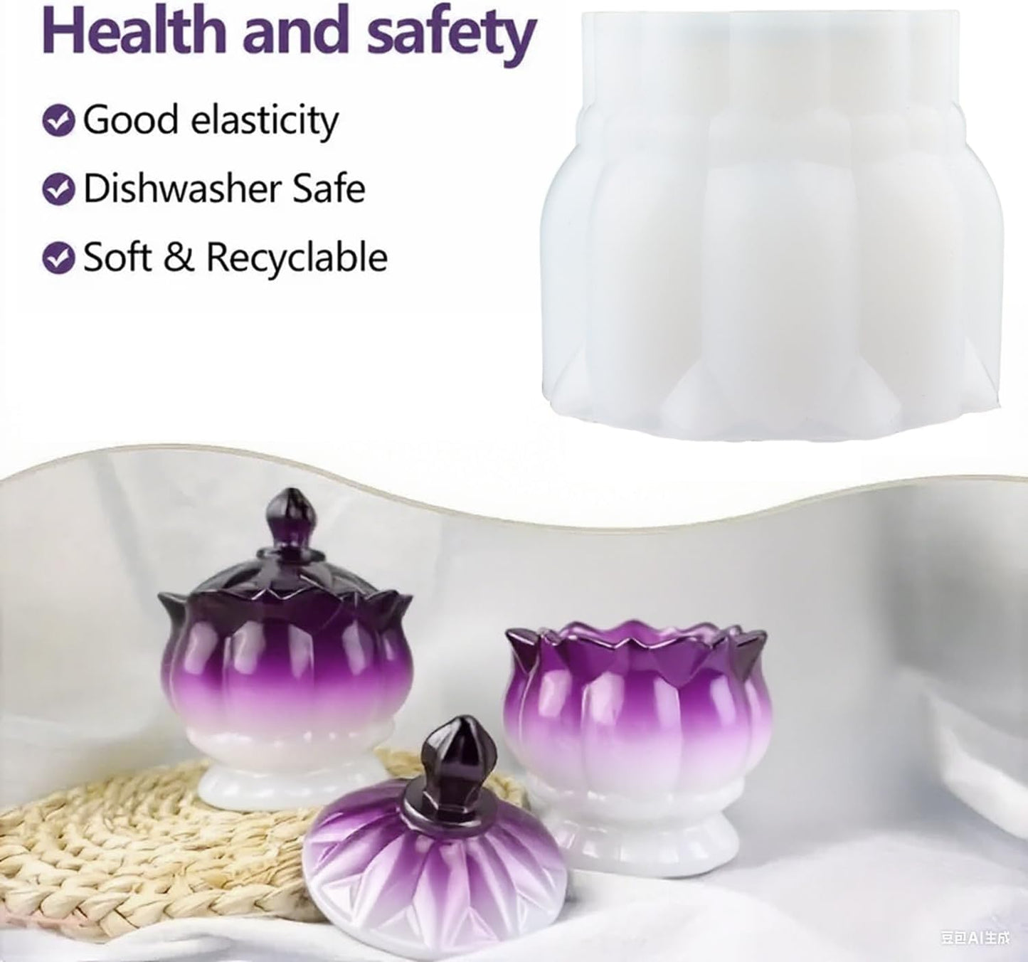 Resin Jar Mold with Lid, Silicone Jar Mold 3D Storage Jewelry Candle Holder Container Mould for Resin Casting, Concrete Craft Decor