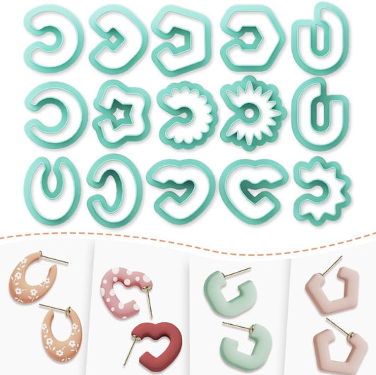 Polymer Clay Cutters - 15 Shapes Jewelry Earrings Cutter, Polymer Clay Cutters for Jewelry, Earring Making Kit with Storage Box