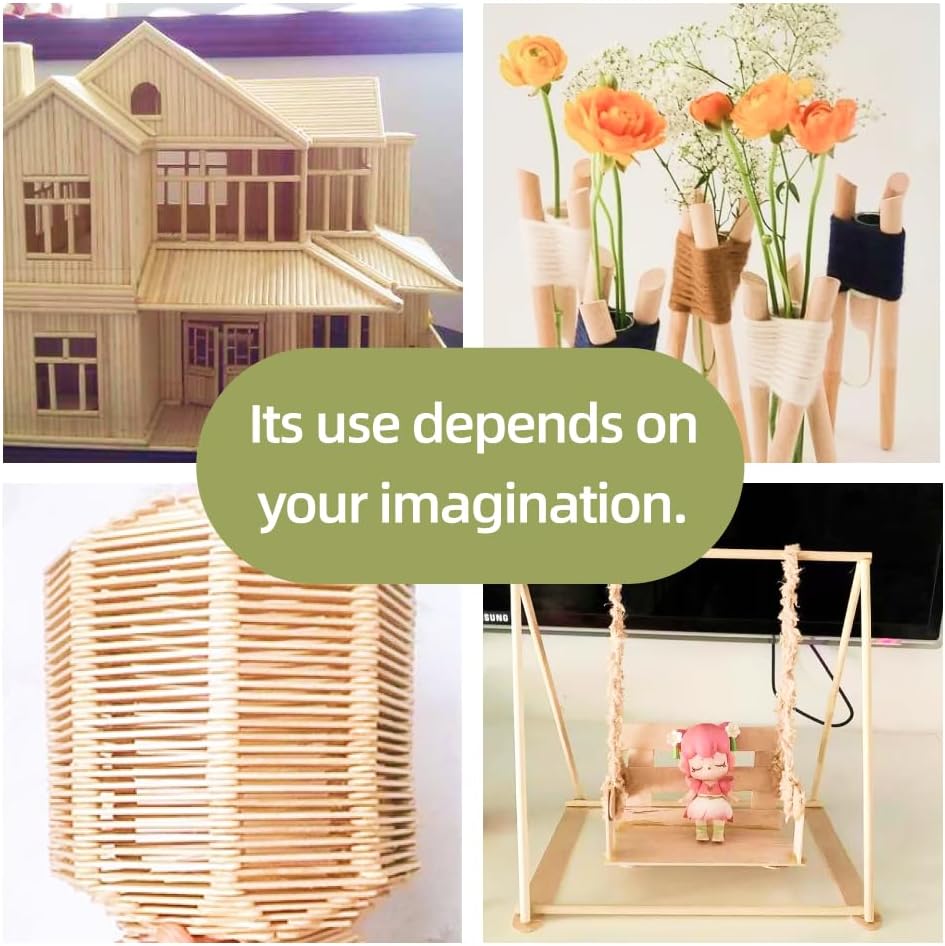 3/8 x 6 Inch 10 PCS Dowel Rods Wood Sticks Wooden Dowel Rods - Unfinished Bamboo Sticks - for Crafts and DIYers