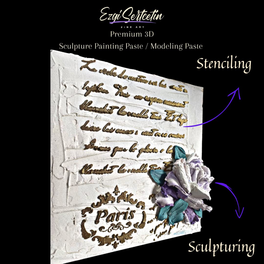 3D Sculpture Painting Paste|Texture Paste|Decorative Plaster|Ready to Use|Unique Metallic Pearl and Neon Colors|Ideal for Artwork|Stencil|Flowers|Texture and Art Relief|6 oz | (Brownie)