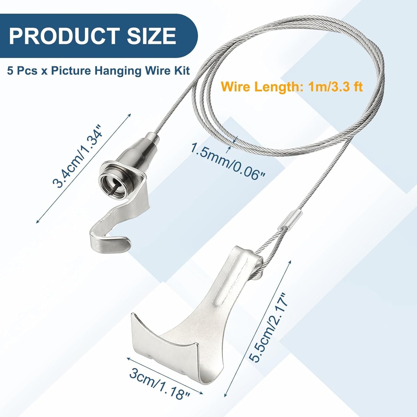uxcell 5Pcs Picture Hanging Wire Kit, 1 m x 1.5 mm Heavy Duty Picture Hangers Adjustable Wire Rope with S-Hooks and Loop, Load 35kg/77.1 lbs for Hanging Mirrors Light Lamp Artwork