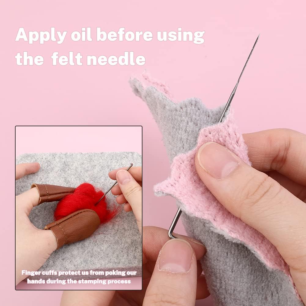 Mayboos Needle Felting Kit,Needle Felting Pad,Needle Felting Tool with 6"x6"Needle Felting Mat,Felting Needles for Wool,Leather Finger Guards,Good for Any Felting