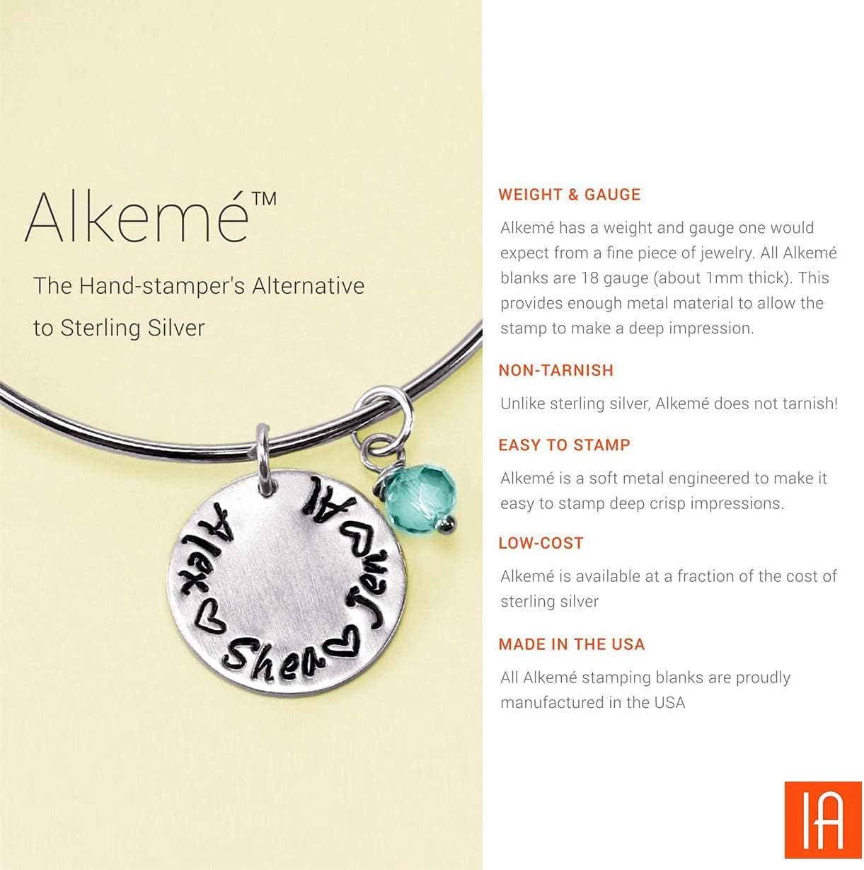 ImpressArt - Premium Metal Stamping Rectangle Blanks for Metal Stamping and Jewelry Making (24 Pack) (5/8" Rectangle Tag w/Ring, Alkeme)