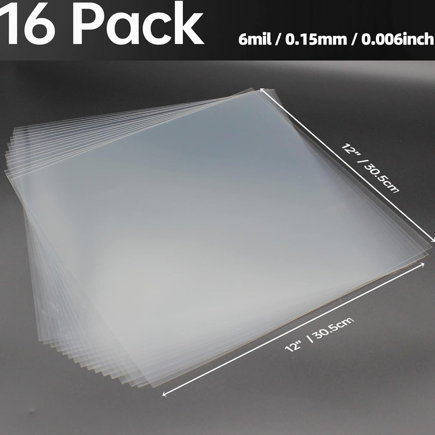16PCS 6 Mil Blank Mylar Stencil Sheets,12 X 12 Inch Clear Plastic Sheets, Clear Acetate Sheet for Cricut Crafts, PET Plastic Sheet for Crafts and Cutting Machine (6 Mil)