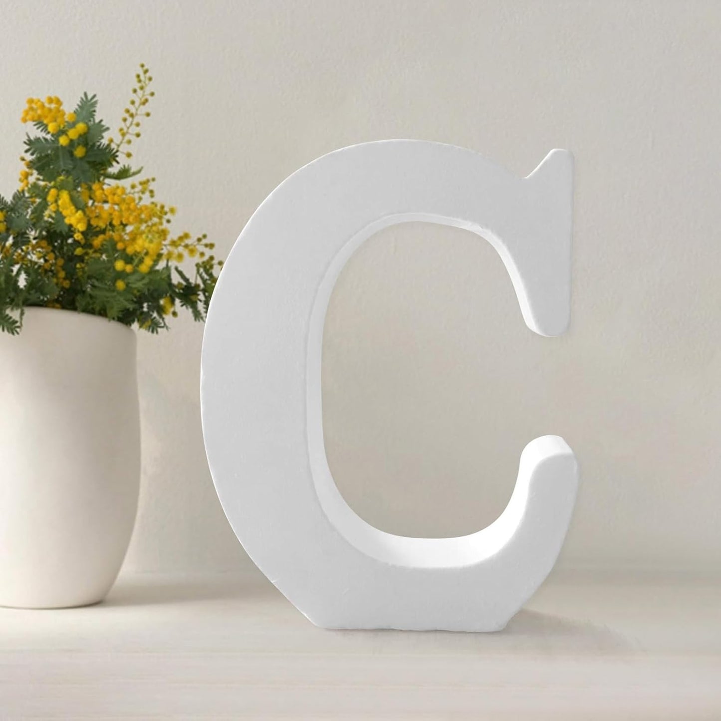 Wood Letters 4.3 Inch, White Unfinished Wood Letters for Graft, Wooden Letters for Wall Decor, Standing Letters for Bedroom, Home, Birthday, Party, DIY Graft (C)