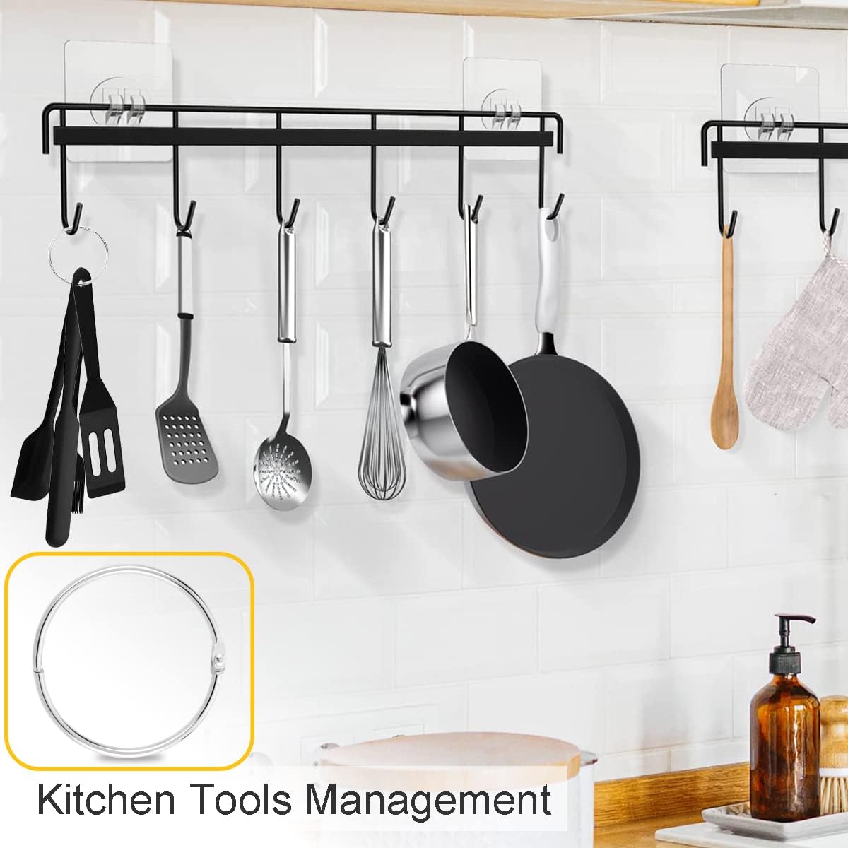 CooBigo 50 Pack Binder Ring, Metal Book Ring Paper Ring Holder 1-1/2-Inch Loose Leaf Binder Ring Clip for Index Card, Flash Card Ring, DMC Embroidery Floss Organizer, Keychain Key Ring - Silver