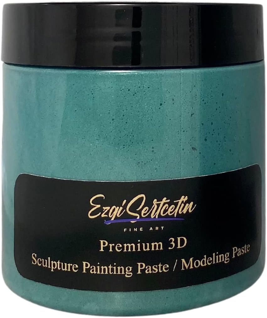3D Sculpture Painting Paste|Texture Paste|Decorative Plaster|Ready to Use|Unique Colors|Ideal for Artwork|Stencil|Flowers|Texture|Art Relief| 6 oz (Metallic Teal)