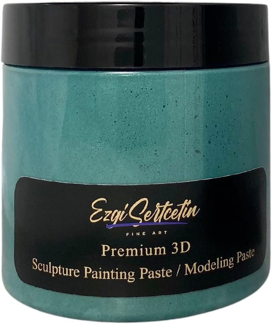 3D Sculpture Painting Paste|Texture Paste|Decorative Plaster|Ready to Use|Unique Colors|Ideal for Artwork|Stencil|Flowers|Texture|Art Relief| 6 oz (Metallic Teal)
