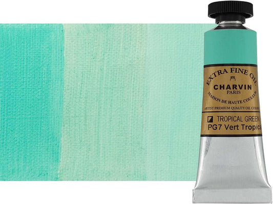 Charvin Extra Fine Oil Paint, Tropical Green 20 ml - Triple-Milled, Rich Texture, Poppy Oil-Based, Light-Fast, Handmade, Archival Quality