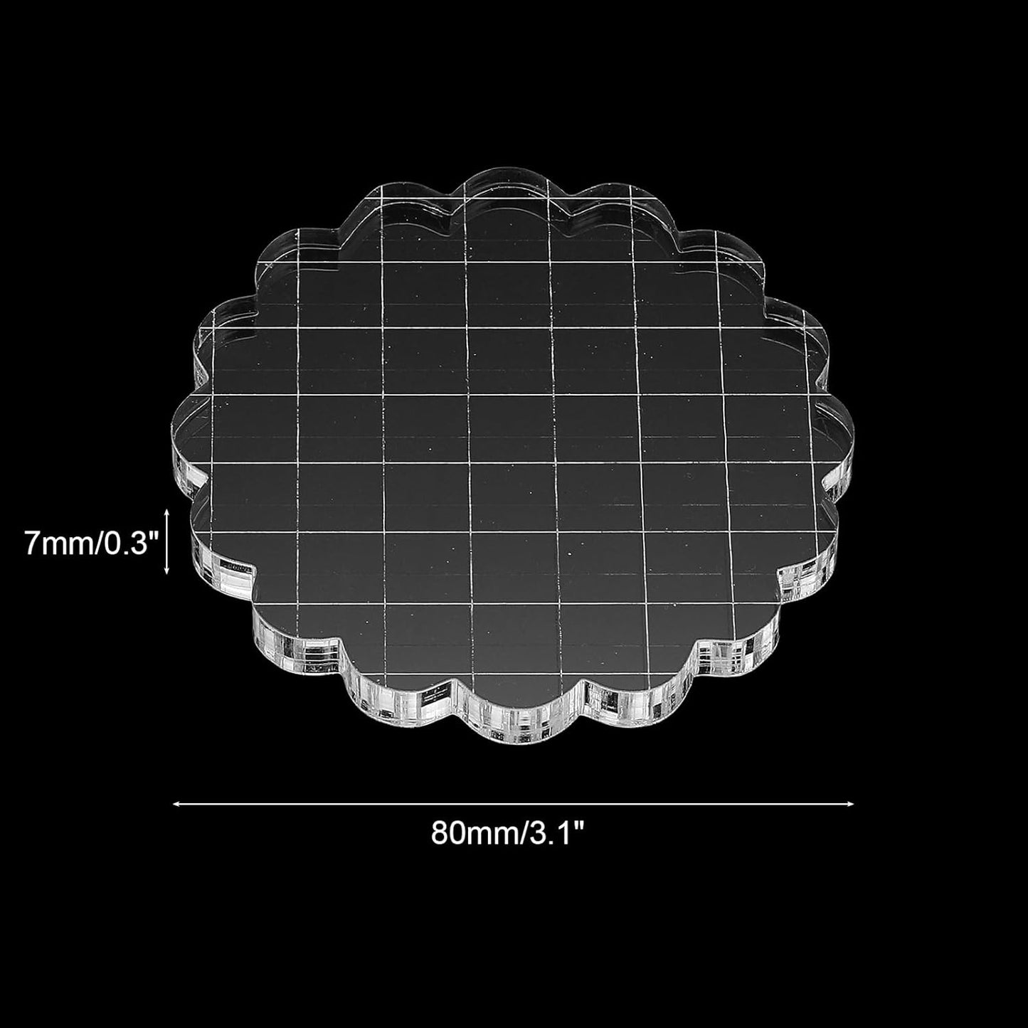 PATIKIL 3" Acrylic Stamp Block, 6Pcs Clear Stamping Block with Grid Lines Decorative Mounting Blocks Round for Scrapbooking DIY Crafts Card Making
