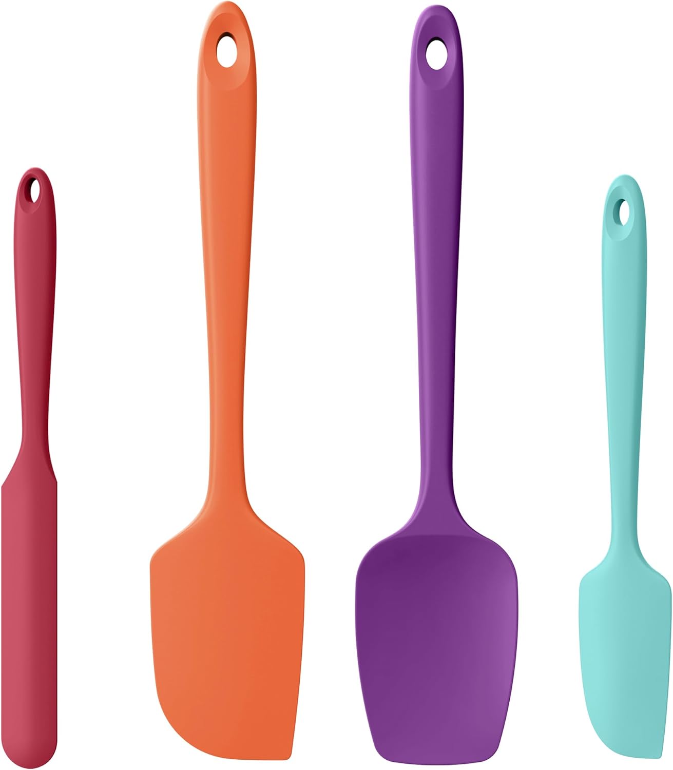 Heat Resistant Silicone Spatula Set of 4, Luxiwise 600ºF High Temp Baking Scraper Cooking Utensils Non-Stick BPA-Free for Seamless Mixing, Folding, Scraping with Rubber Kitchen Essentials (Multi-5)