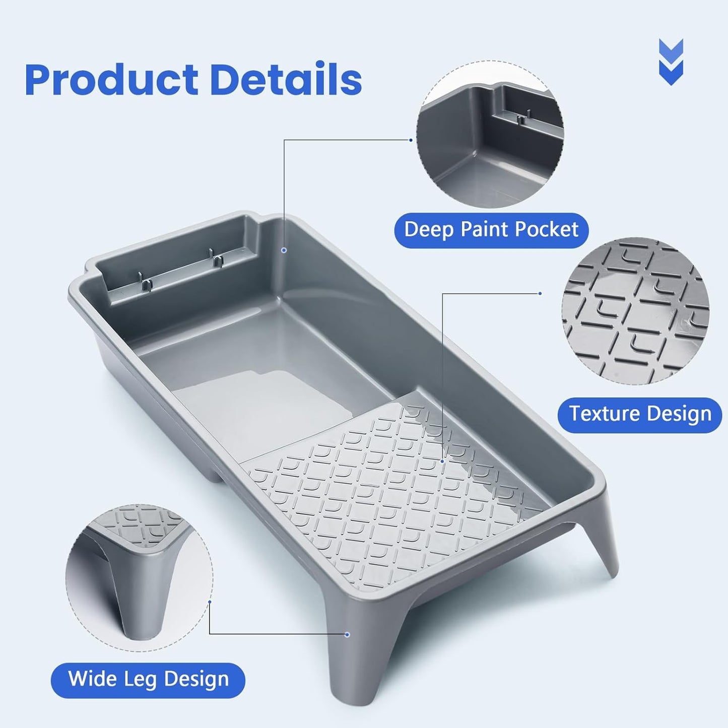Mister Rui Paint Tray 4 Inch, 5 Pack, Plastic Paint Tray, Textured Paint Roller Tray, Small Paint Trays for Painting