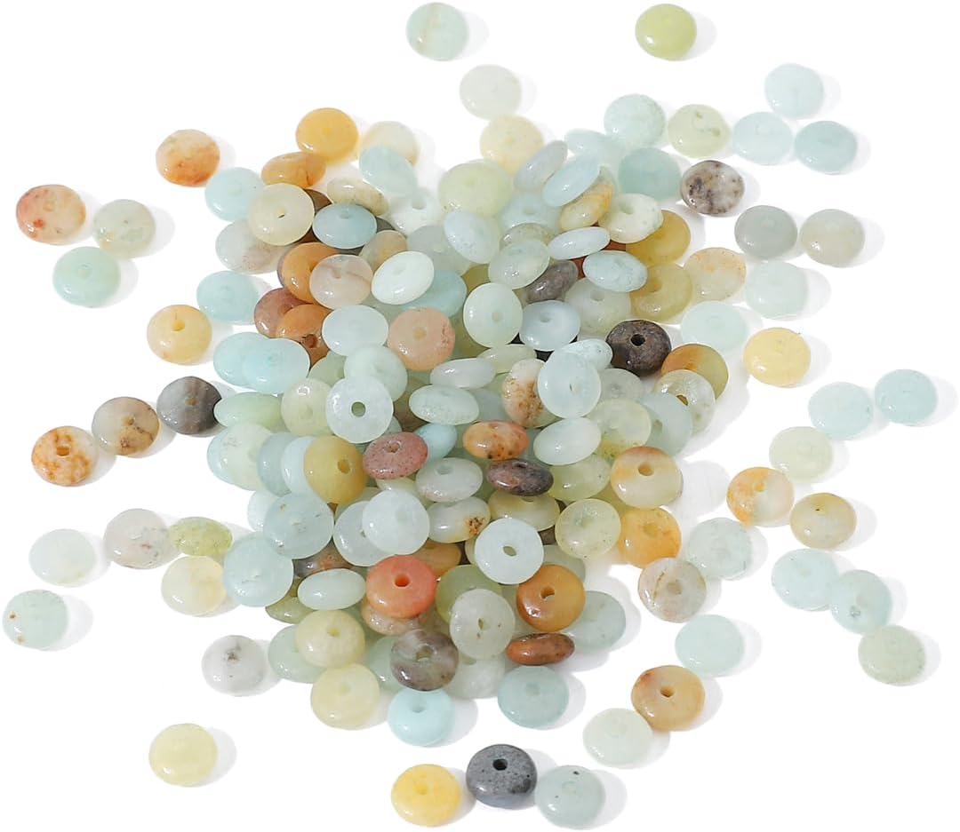 Natural Amazonite Disk Stone Beads 4x2mm 160pcs Rondelle Loose Semi Gemstone Beads for Jewelry Making Design