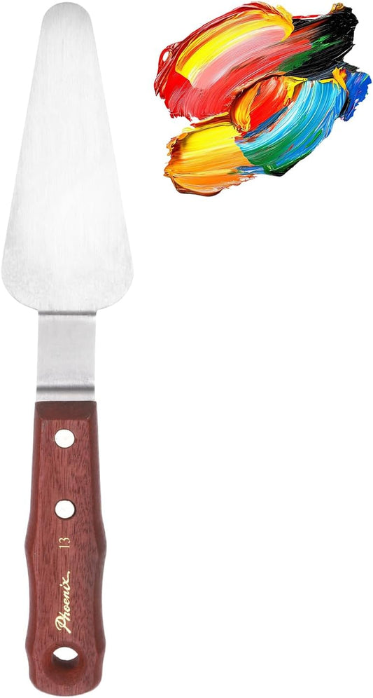 MECCANIXITY Pack of 1 Large Palette Knife No.13, 10.6" Long Palette Knives with Stainless Steel Flexible Spatula Pallet Knife and Wood Handle for Scraping, Mixing, Oil Acrylic Painting Canvas