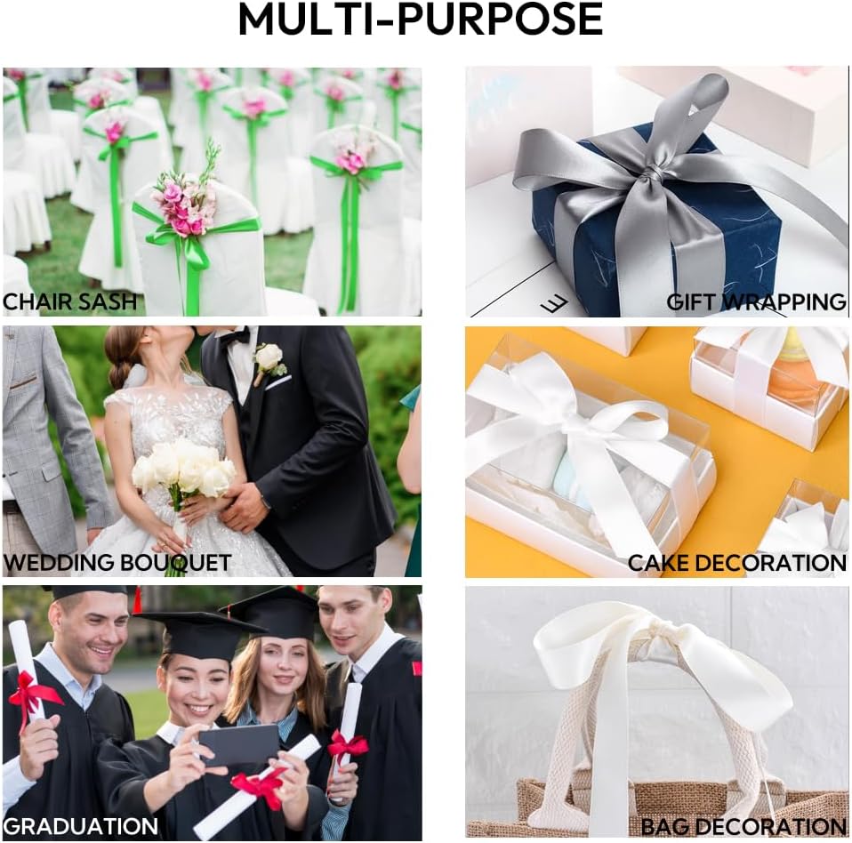 5/8 Inch 100 Yards Satin Ribbon Red, Solid Color Fabric Ribbon for Gift Wrapping, Wedding, Polyester Gift Ribbon for Birthday Party Decoration, Valentine's Day, Craft, Hair, Floral, Sewing