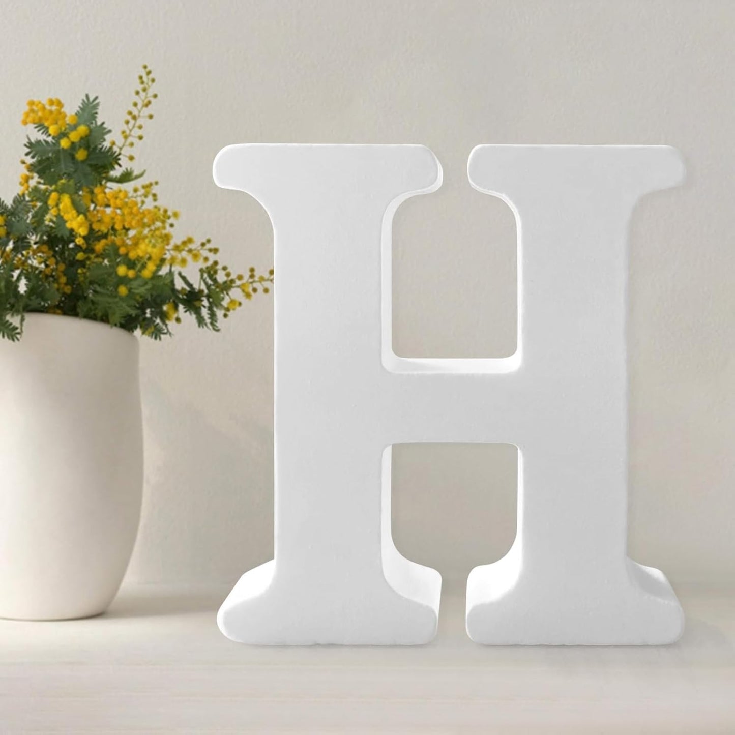 Wood Letters 4.3 Inch, White Unfinished Wood Letters for Graft, Wooden Letters for Wall Decor, Standing Letters for Bedroom, Home, Birthday, Party, DIY Graft (H)