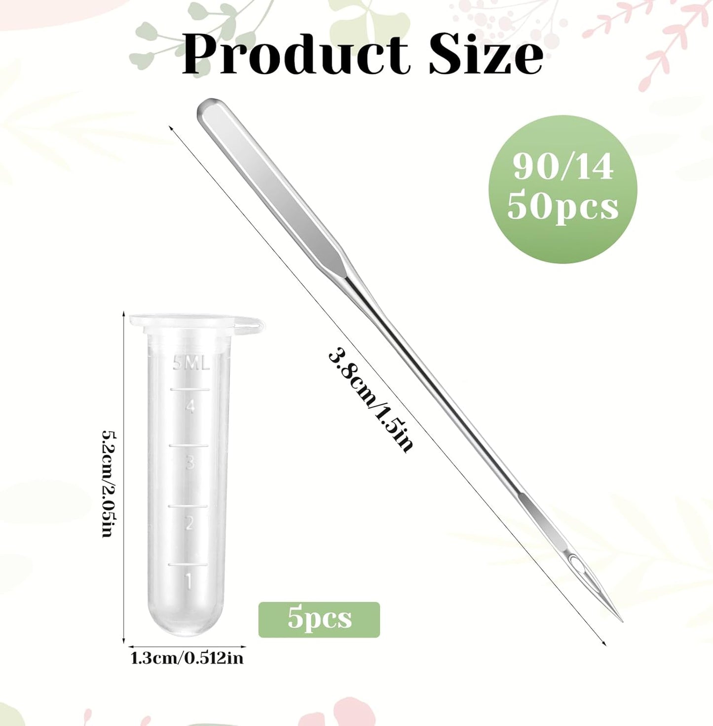 50 PCS Universal Sewing Machine Needles Size 90/14 Heavy Duty Regular Point Machine Needles Quilting Embroidery Machine Needle Compatible with Singer Brother Janome