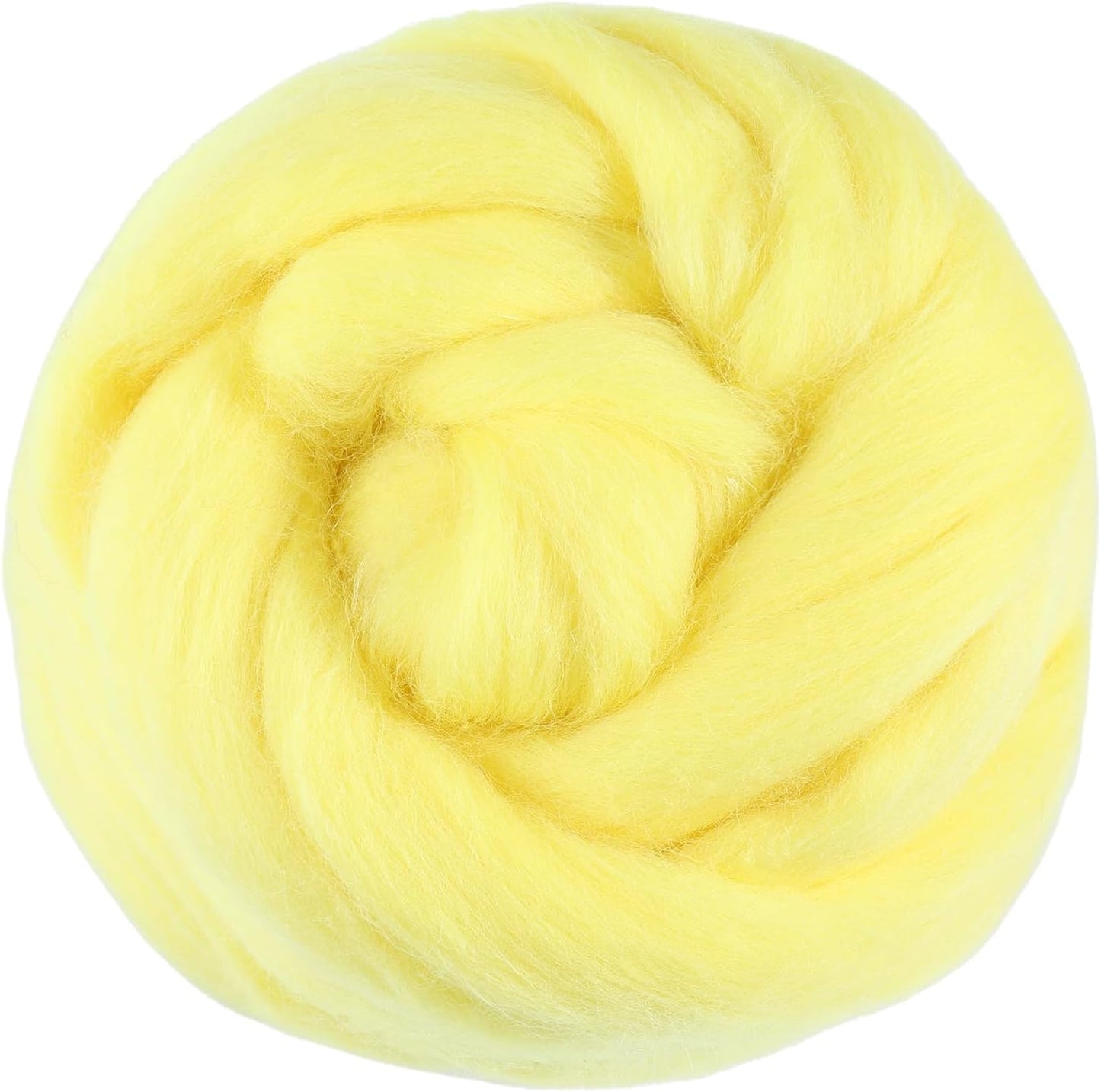 3.53oz Wool Roving Yarn, Fiber Roving Wool Top, Needle Felting Supplies, Pure Wools, Chunky Yarn, Spinning Wools for Needle Felting Wet DIY Hand Spinning (Light Yellow)