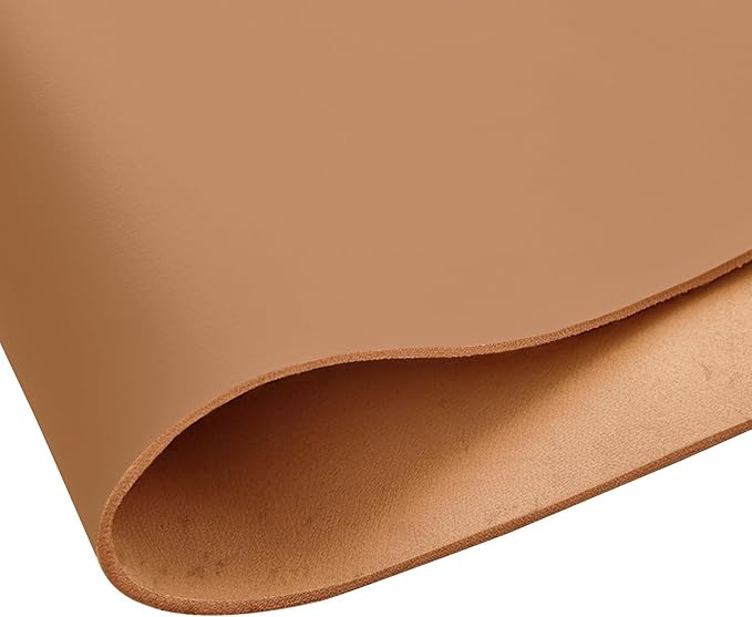 Tooling Leather Full Grain Sheets Genuine Cowhide Leather 1.8mm-2.0mm Thick Square Piece for Sewing Hobby, Crafting Leather Work Beige 12"x12"